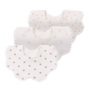 Bamery Baby Bandana Bibs White Cotton Drool Bibs For Drooling And Teething Absorbent For Boy Girl (Star+Dot+Snow)