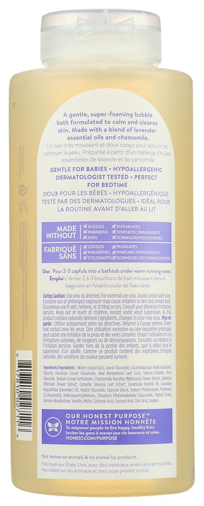 The Honest Company Ultra Dreamy Calming Lavender Bubble Bath With Naturally Derived Botanicals, Lavender, 12 Fluid Ounce