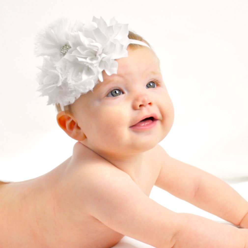 My Lello Baby Headband Shabby Fabric Flower Cluster Stretchy Elastic Mineral Ice