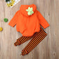 Oneflow Infant Toddler Baby Girls Boys Halloween Pumpkin Costumes Cute Hooded Romper Top Leggings Pants Outfit Clothes Set (18-2