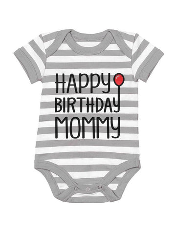 Tstars Happy Birthday Mommy Outfit Infant Mom'S Gift Baby Girl Boy Bodysuit Pants Set 6M Gray/White