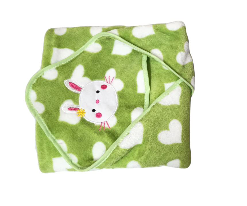 OneSpot Baby Newborn (06 Months) Blanket with Cap Sherin & Poly Wool Pack of 1 (Green)