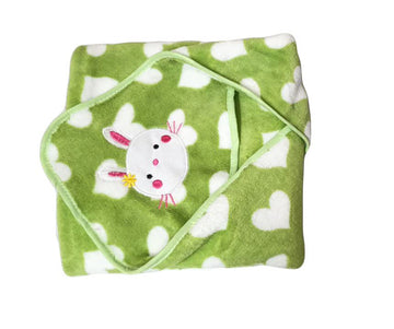 OneSpot Baby Newborn (06 Months) Blanket with Cap Sherin & Poly Wool Pack of 1 (Green)