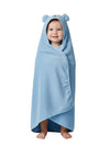Creeva Cuddle Baby/Kids Hooded Bath Towel In Baby Blue  Soft Bamboo Cotton With Cute Cartoon Face & 3D Ears 100% Bamboo Cotton,