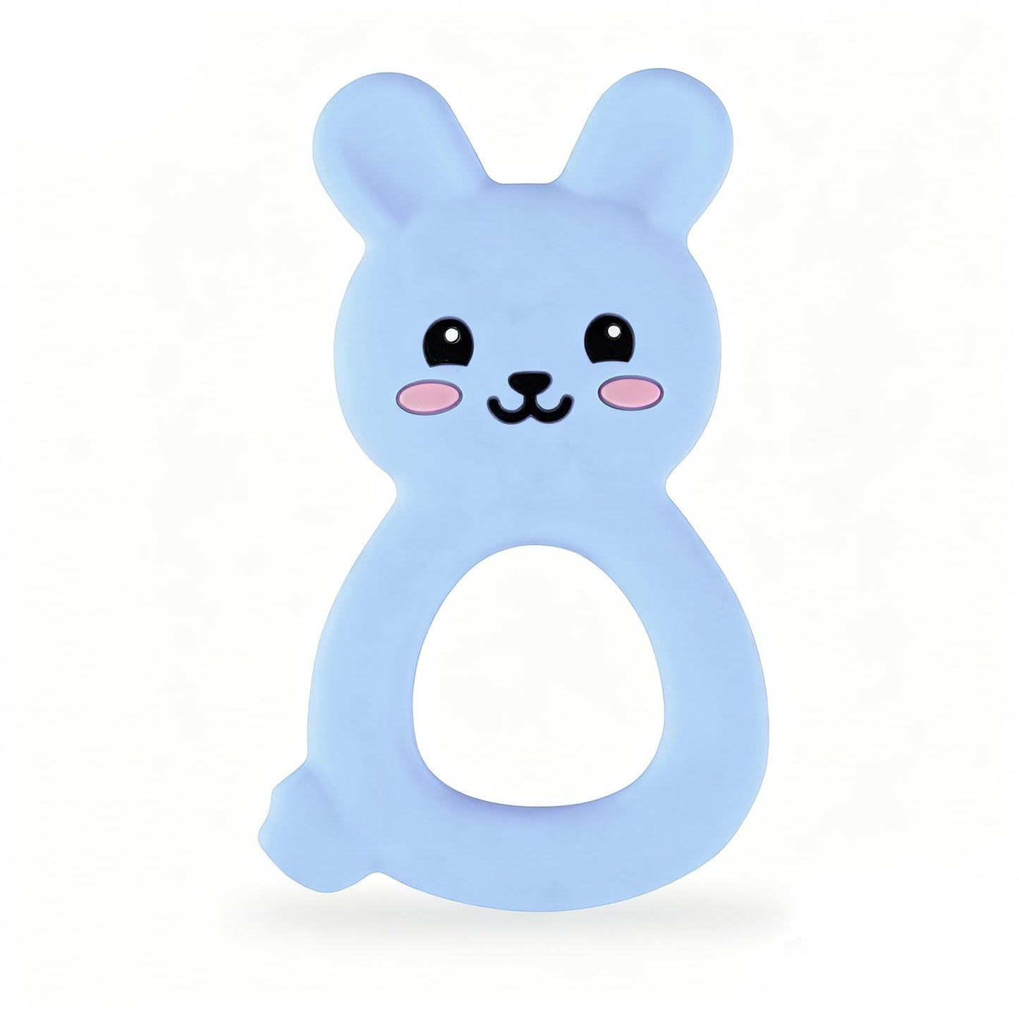 Silicone Bunny Baby Teether Toy for 3-12Months, Easy-Grip Chew Toy with Textured Ears for Sensory Exploration, Food-Grade Silico