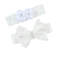 Baby Girls Lace Headband With Double Chiffon Flowers Pearl Hairband Headwrap Ja68 (21-White)