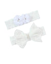 Baby Girls Lace Headband With Double Chiffon Flowers Pearl Hairband Headwrap Ja68 (21-White)