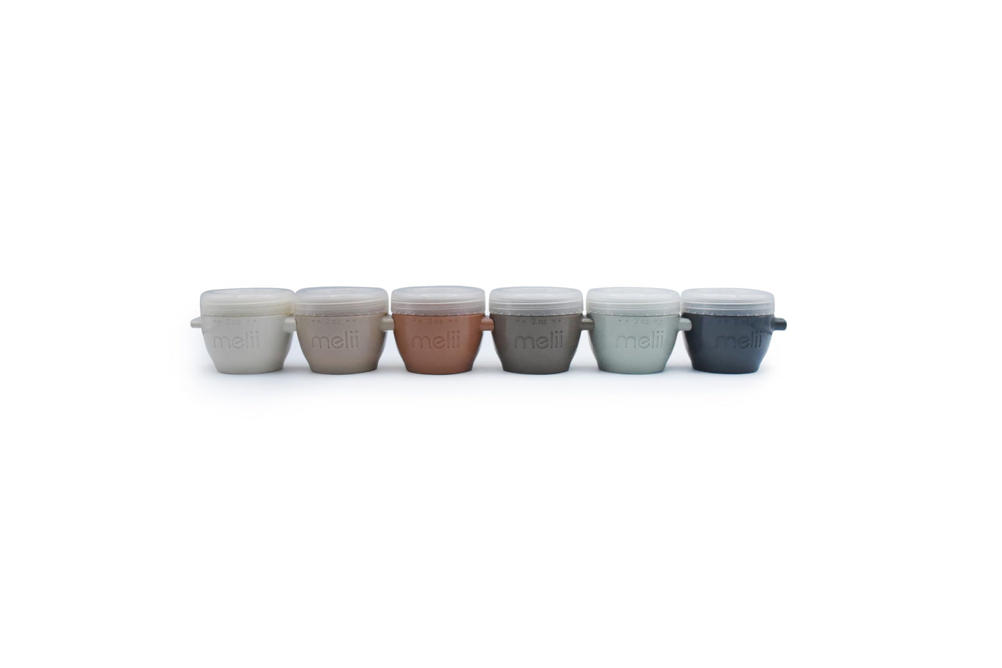 Melii Snap & Go Baby Food Storage Containers With Lids, Snack Containers, Freezer Safe, 2 Oz - 6 Pack, Earth Tones