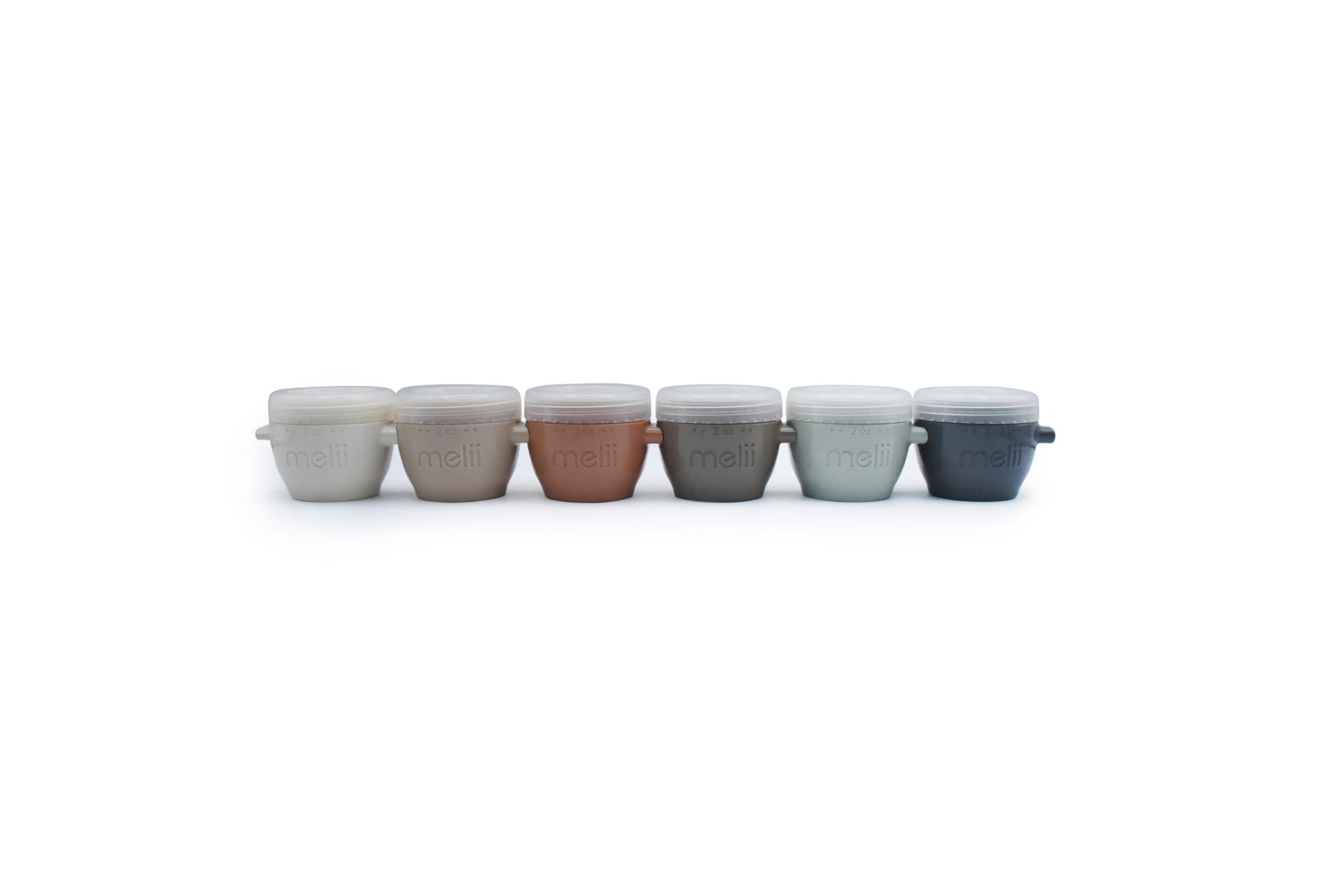 Melii Snap & Go Baby Food Storage Containers With Lids, Snack Containers, Freezer Safe, 2 Oz - 6 Pack, Earth Tones