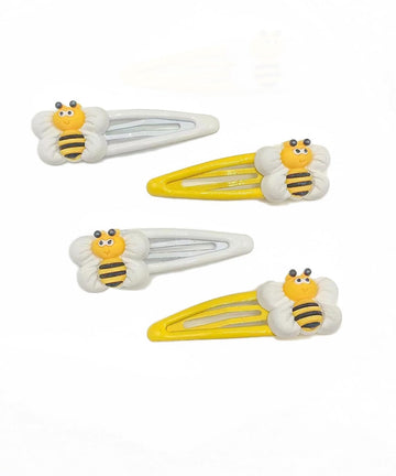 Baby Girls Bee Hair Clip Honey Bee Bowknot Clips Yellow Baby Bee Hair Bow Pin BBG93 (Hair Pin-4 Pcs)