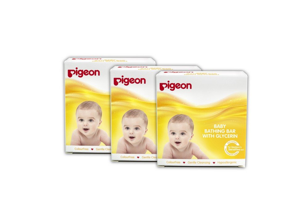Pigeon Baby Soap For Newborns 75 G (Pack Of 3) | With Glycerine, Jojoba, Chamomile & Olive Oil | Paraben Free | Gentle Baby Bath