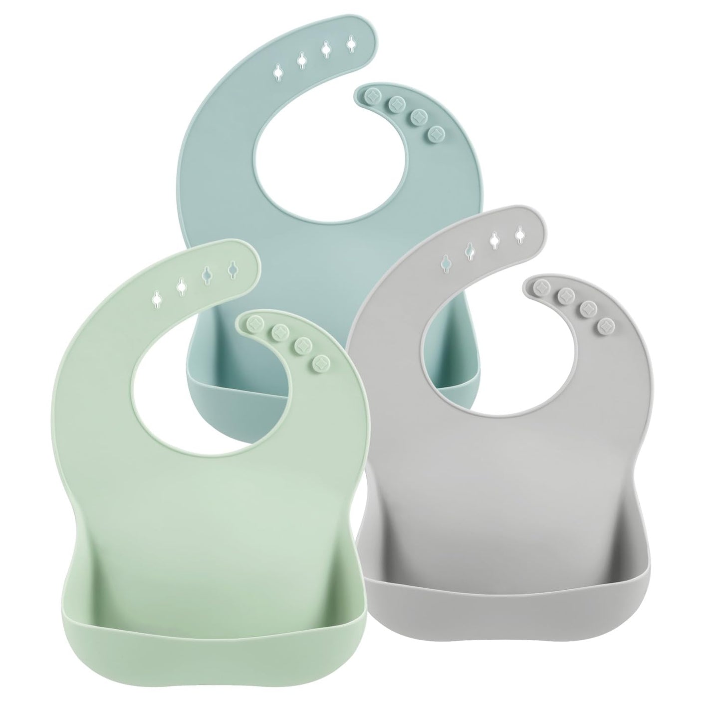 Pandaear 3 Pack Silicone Baby Bibs For Boys Girls| Waterproof Toddler Bibs| Adjustable Unisex Baby Bibs For Eating| Bpa Free Sof
