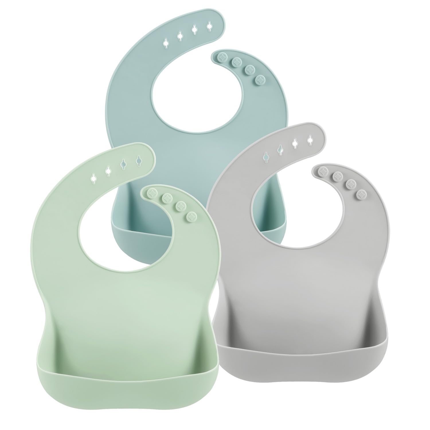 Pandaear 3 Pack Silicone Baby Bibs For Boys Girls| Waterproof Toddler Bibs| Adjustable Unisex Baby Bibs For Eating| Bpa Free Sof