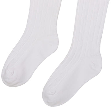 Jefferies Socks Baby Girls' Cable Tight 1 Pack, White, 6-18 Months