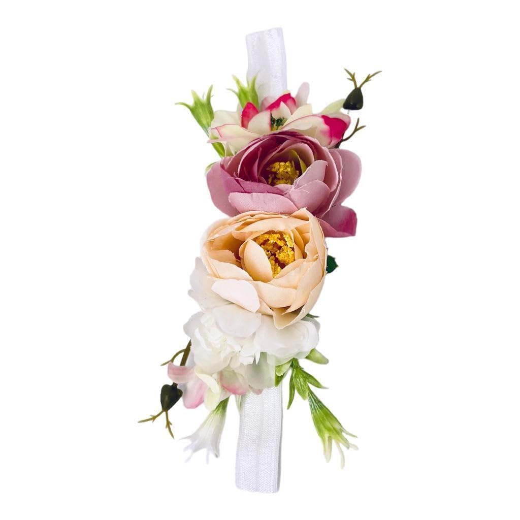 Smartbuyer 2Pcs Card Baby Girl Flower Nylon HeadbandElastic Hair Band Handmade Bow For Newborn Infant Toddler