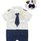 Fancybaby Baby Pilot Boys Halloween Uniform Cosplay Romper Costume Outfit (9 To 12 Months, Short Sleeves)