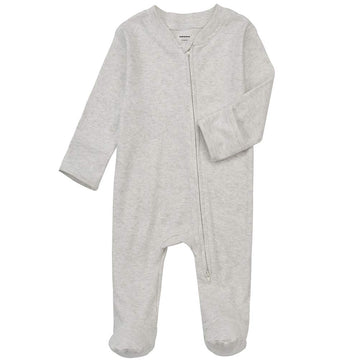 Aablexema Baby Footed Pajamas With Mitten Cuffs - Unisex Newborn Infant 2 Ways Zipper Cotton Footie Pjs(Light Grey,Newborn)