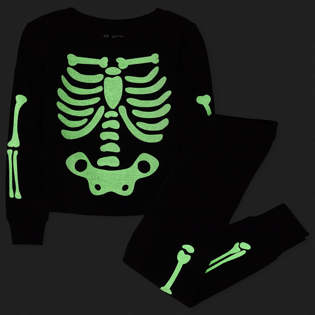 The Children'S Place Unisex Baby And Toddler Halloween Snug Fit Cotton One Piece Zip Up Pajama Set, Glow Skeleton, 12-18 Months