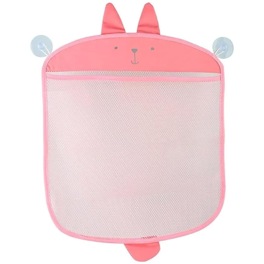 Digital Shoppy Bath Toy Storage Organizer, Pink Bunny Design Mesh Hanging Bag with Suction Cups, Bathroom Storage Solution for C