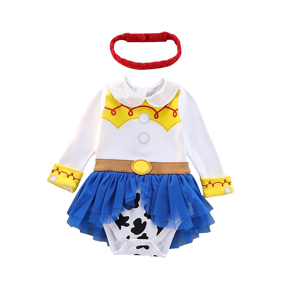 Dressy Daisy Baby Girls Cowgirls Princess Onesie Costume Romper Bodysuit Halloween Birthday Dress Up With Headband Size 6-9 Mont