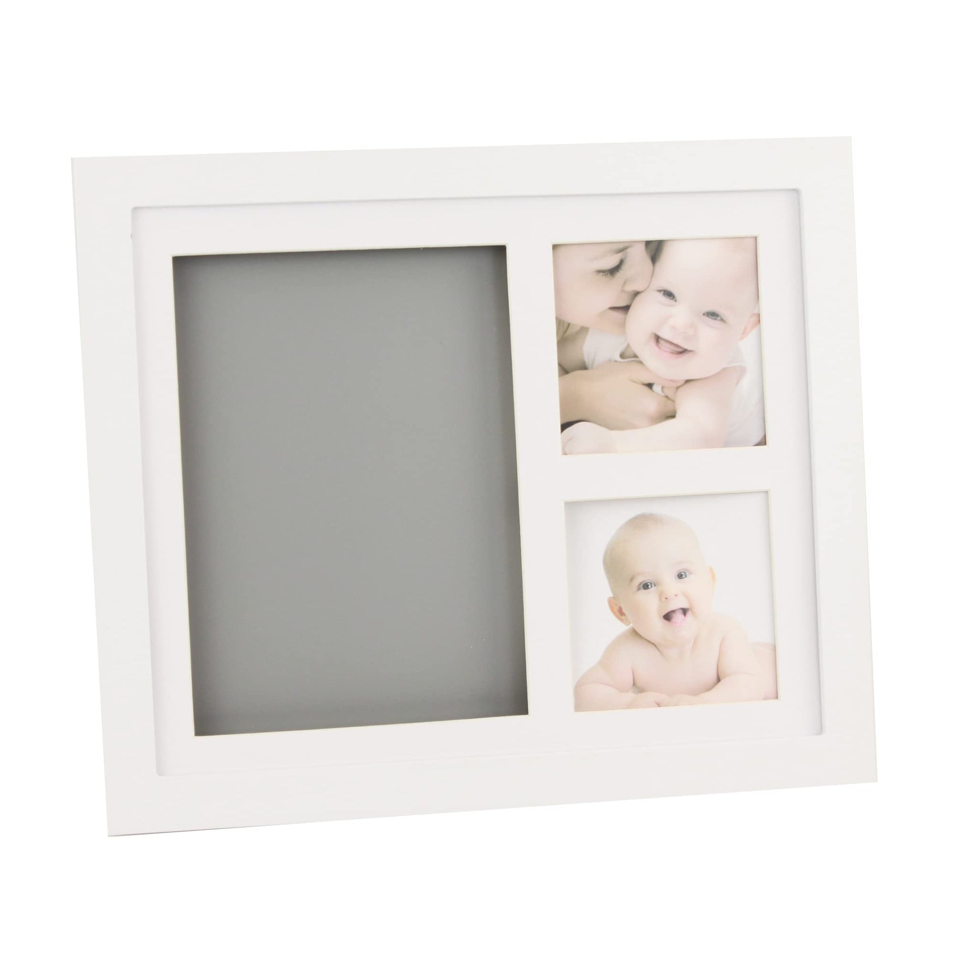 PLUSHIBLE BRIDGING MILES WITH SMILES Baby Hand and Footprint Kit, White Frame, 2 Photos - Baby Picture Frame & Registry Keepsake