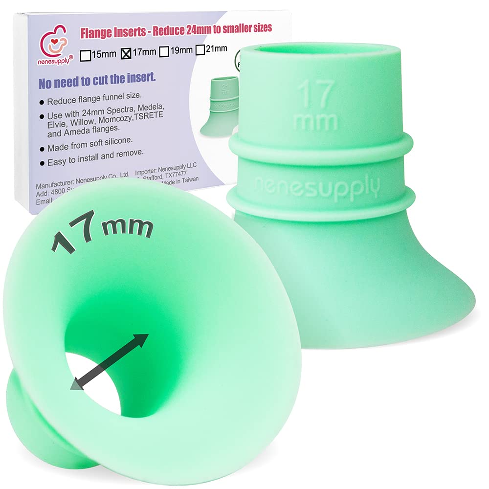 Nenesupply 2nd Generation 17mm Flange Inserts Compatible with 24mm Flange of Elvie Stride Spectra Momcozy Willow Reduce 24mm to 