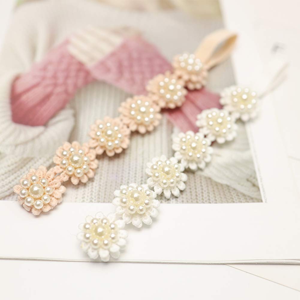 Asufegucd Baby Toddler Elastic Chiffon Flower Headbands Princess Girls Hand Sewing Beads Flower Headwear Nylon (Ashxt2610)