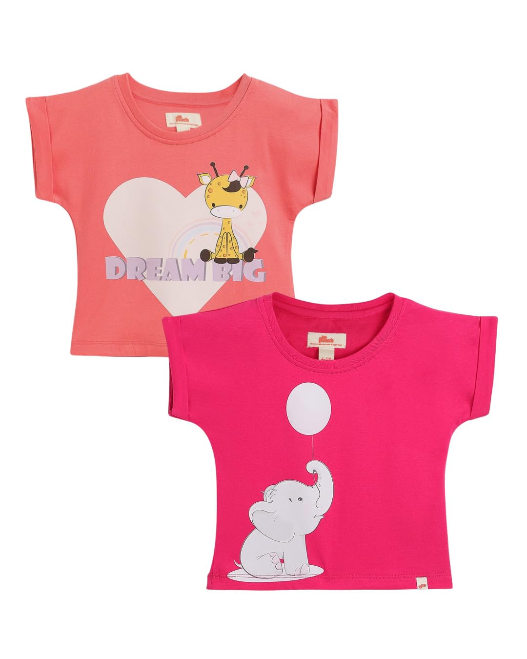 PEACH Girls 100% cotton animal printed tshirt set(PCTSHG_001_SET_45Y)