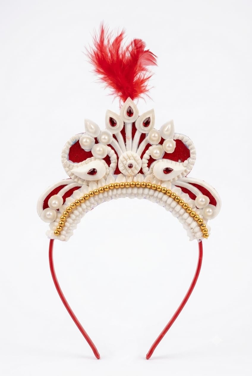 Bengcraft Solar Baby Hair Band Mukut Boys And Girls For Bengali Annaprashan Rice Ceremony | Traditional Headband White Crown Sho