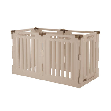 Convertible Indoor/Outdoor Pet Playpen 6 Panel Soft Tan/Mocha 63.8' X 33.1' X 36' (3 Pack)