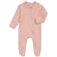 Aablexema Organic Cotton Baby Footies Pajamas With Mittens - Neutral Newborn Infant Zip Up Sleep Play(Pink,0-3M)
