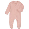 Aablexema Organic Cotton Baby Footies Pajamas With Mittens - Neutral Newborn Infant Zip Up Sleep Play(Pink,0-3M)