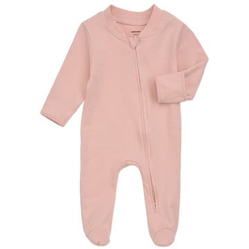 Aablexema Organic Cotton Baby Footies Pajamas With Mittens - Neutral Newborn Infant Zip Up Sleep Play(Pink,0-3M)