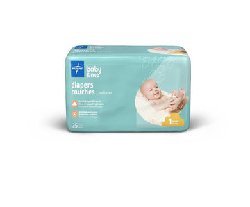 Medline Disposable Baby Diapers, Size 1 (8-14 Lbs), Case Of 200