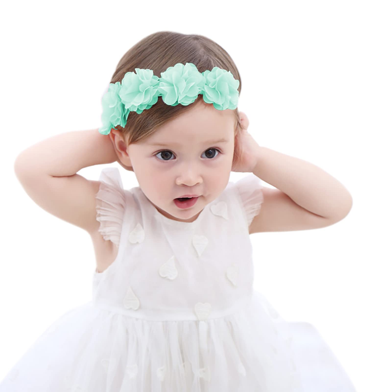 Baby Girls Headband Flower Crown Hairband Cute Summer Hair Accessories Light Green