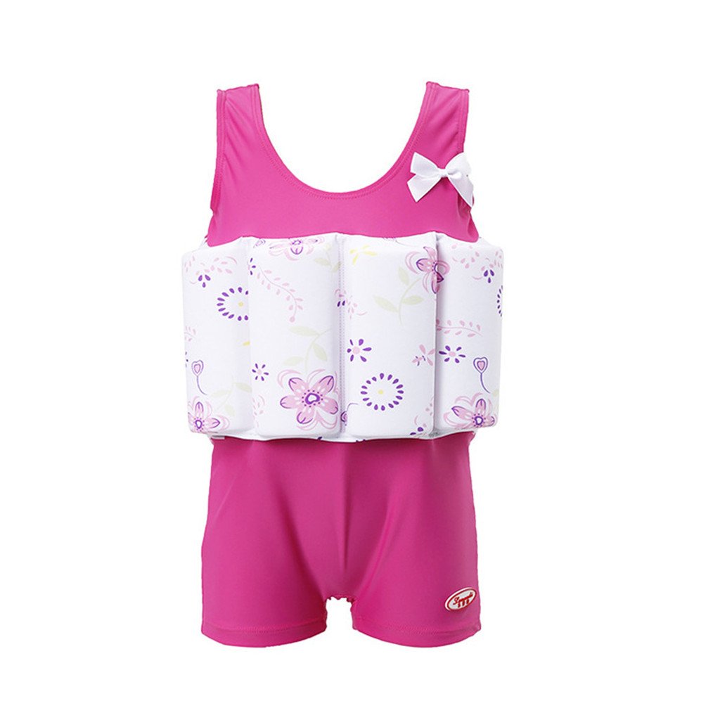 Baby Kids Floatation Suit Float One-Piece Swimwear Buoyancy For Girls Fuchsia 5-6Years