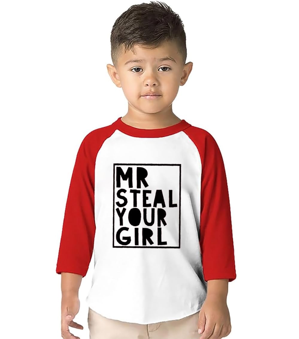 Toddler Boys Valentine'S Day Shirt Mr Valentines Sunglasses Graphic Cotton Outfit Casual 3/4 Raglan Sleeve Tee Tops (2-3T, Red3)