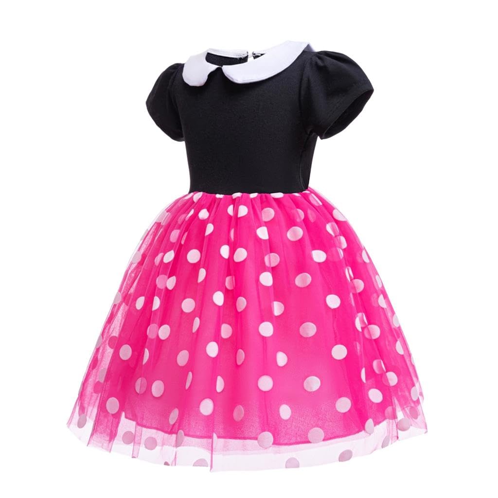 Dressy Daisy Little Girls Polka Dots Fancy Dress Up Halloween Costume Birthday Party Outfit With Mouse Ears Headband Size 5-6, H