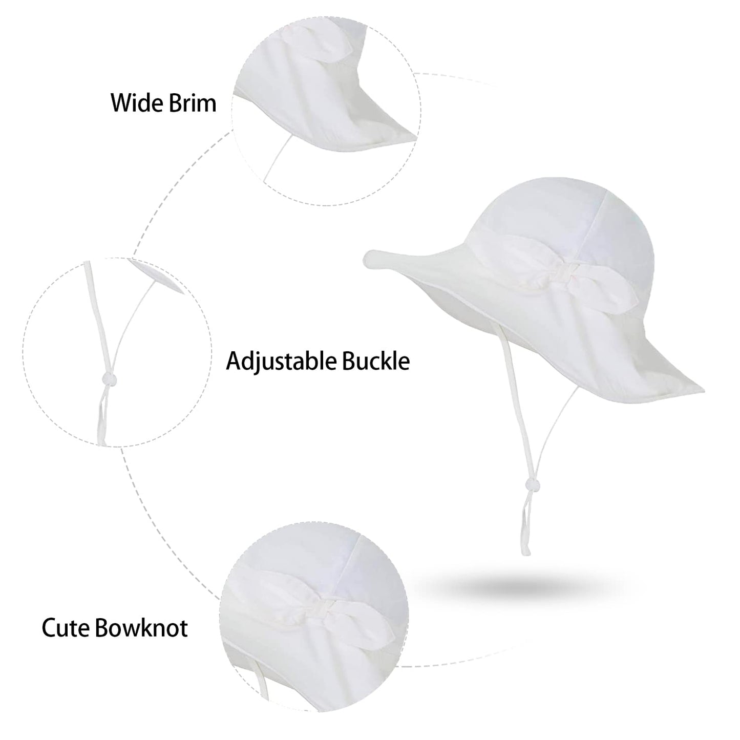 Urban Virgin Baby Girl Sun Hats Summer Baby Hats Upf 50+Toddler Sun Hat Infant With Wide Brim Bucket Hat White 12-24 Months