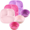 Re-Play Dinnerware Set for Toddlers - Kids Dining Set of 3 Divided Plates and 3 Snack Bowls - Dishwasher/Microwave Safe - Made i