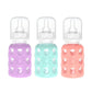 Lifefactory Glass Baby Bottles With Silicone Protection - 3-Pack, 4 Ounce Bottles, (1- Lavender, 1- Mint & 1- Cantaloupe)