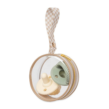Itzy Ritzy Clear Pacifier Case With Handle - Pacifier Pod Easily Attaches To Diaper Bag Or Purse; Holds 2 Pacifiers; Taupe