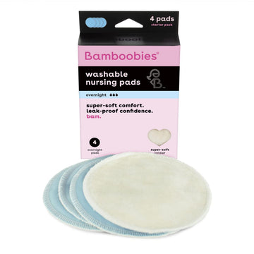 Bamboobies Reusable & Washable, Ultra-Absorbent Overnight Nursing Pads For Breastfeeding, Super Soft Rayon Made From Bamboo, Mil