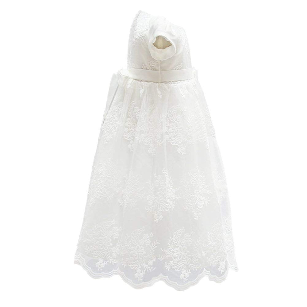 Glamulice Baby Girl Flower Christening Baptism Dress Formal Party Gown Special Occasion Dress, White, 3