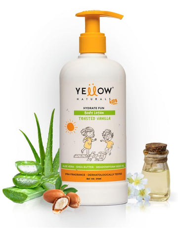 Yellow Naturals Kids Body Lotion For 4 To 12 Yrs -275 Ml|ChildrenS Moisturizes & Nourishes Skin Of Kids, Aloe Vera, Shea Butter
