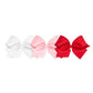 Wee Ones Girls' King Bow 3 Pc Set Solid Grosgrain Variety Pack On A Weestay No-Slip Hair Clip - Light Pink, Red, And White