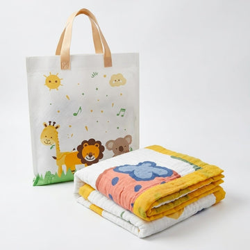 Babyholic Baby Blanket, Pink, Hot Air Balloon Print, Soft Muslin, Newborn Crib Blanket (OffWhite)