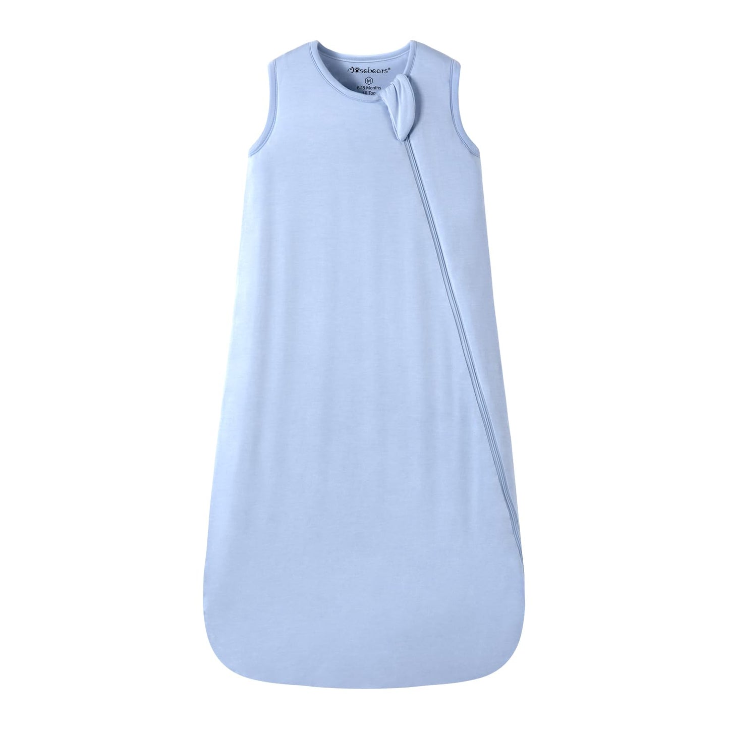 Mosebears Unisex Baby Sleep Sack 1.0 TOG, Supersoft Rayon Made from Bamboo Wearable Blanket with 2-Way Zipper (Fog Blue,0-6 Mont
