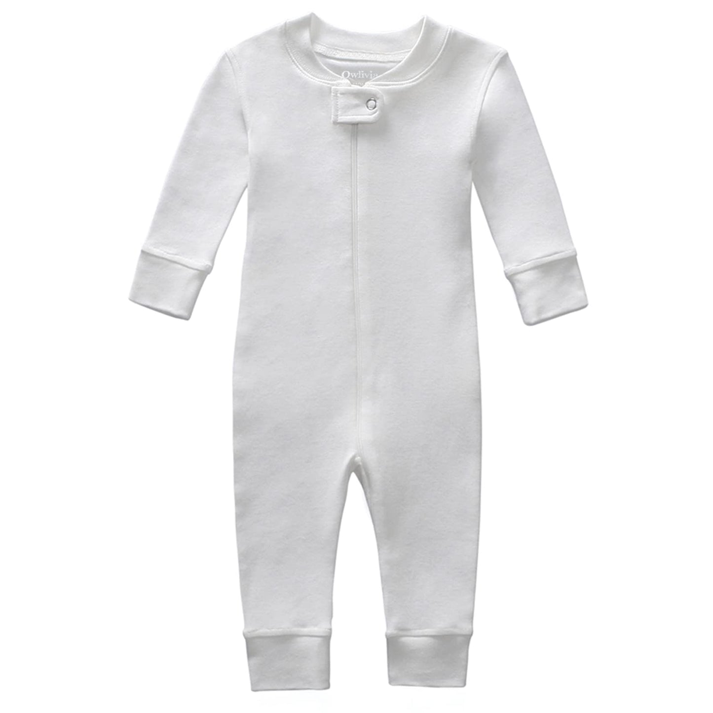 Owlivia Organic Cotton Baby Boy Girl Zip Up Sleep N Play, Footless, Long Sleeve(0-3 Months, Ivory White)