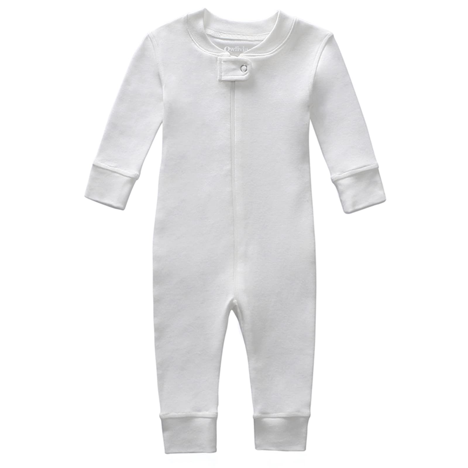 Owlivia Organic Cotton Baby Boy Girl Zip Up Sleep N Play, Footless, Long Sleeve(0-3 Months, Ivory White)
